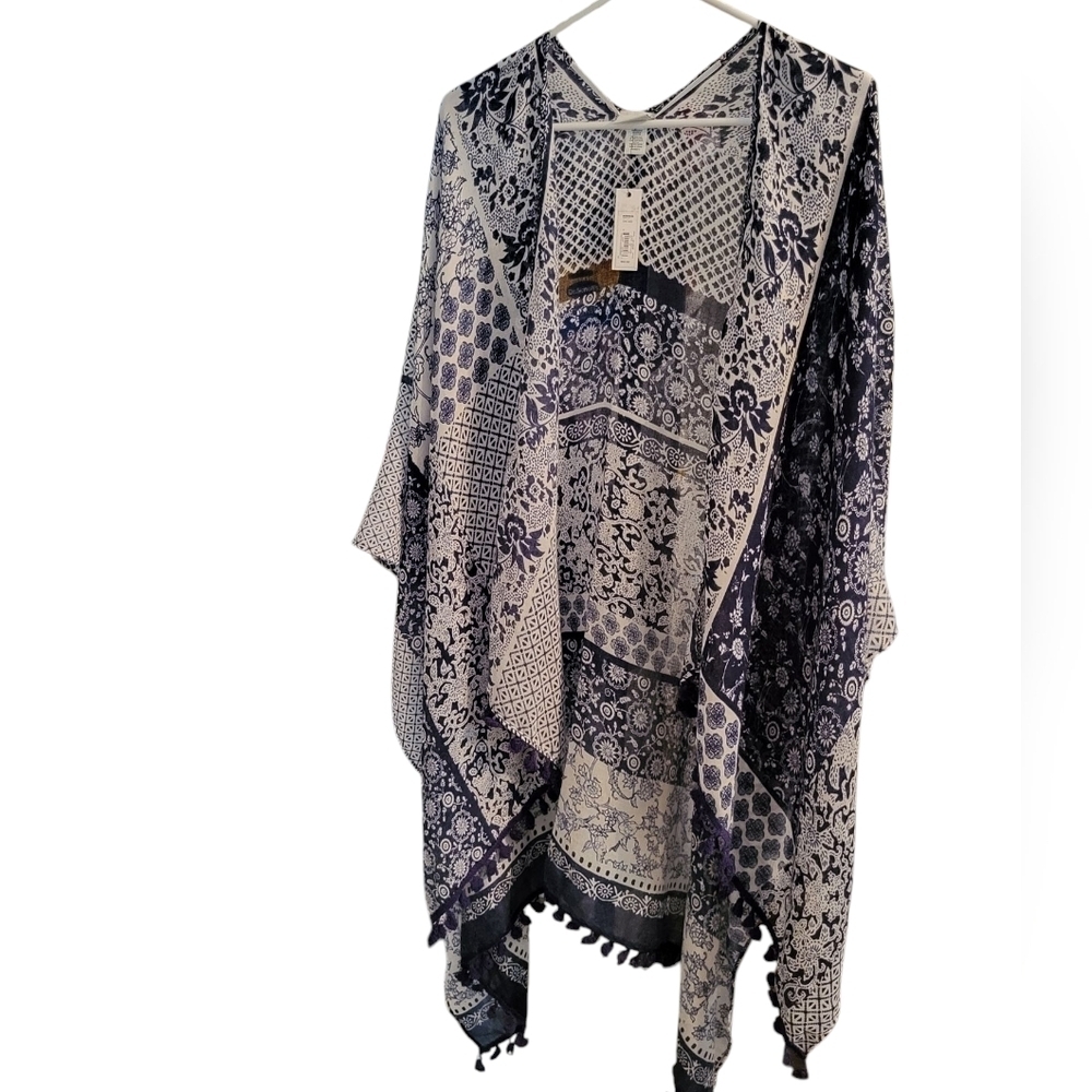 Sonoma Women's Bohemian Blue & White Kimono, NWT